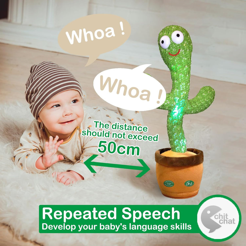 Dancing Talking Cactus Mimicking Toy,Talking Repeat Singing Sunny Cactus Toy 120 Pcs Songs for Baby 15S Record Your Sound Sing+Dancing+Recording+Led