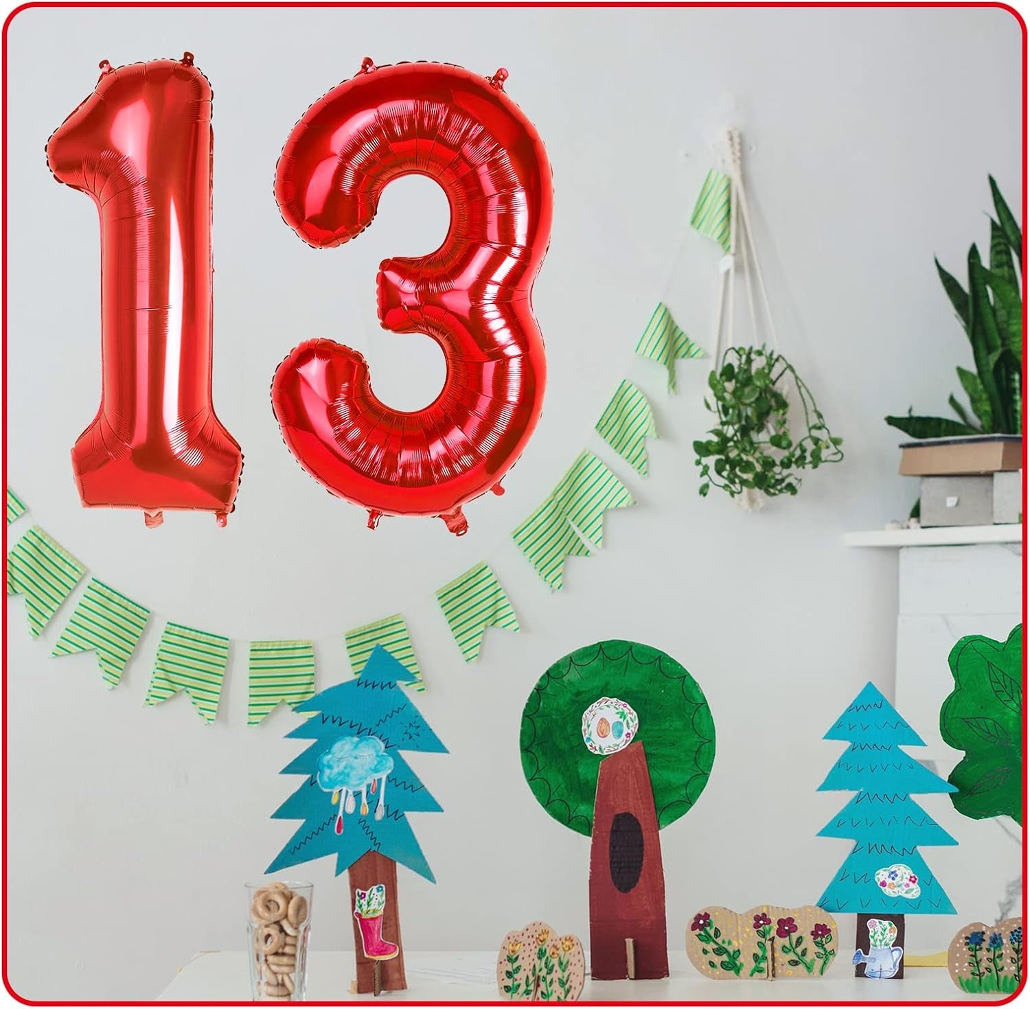 40'' Red Number 1 Balloon, Large Numbers Balloons 0-9 Helium Foil Number Balloons Self Inflating for Girls Boys Birthday Party/Anniversary Decorations/New Years Eve Decorations