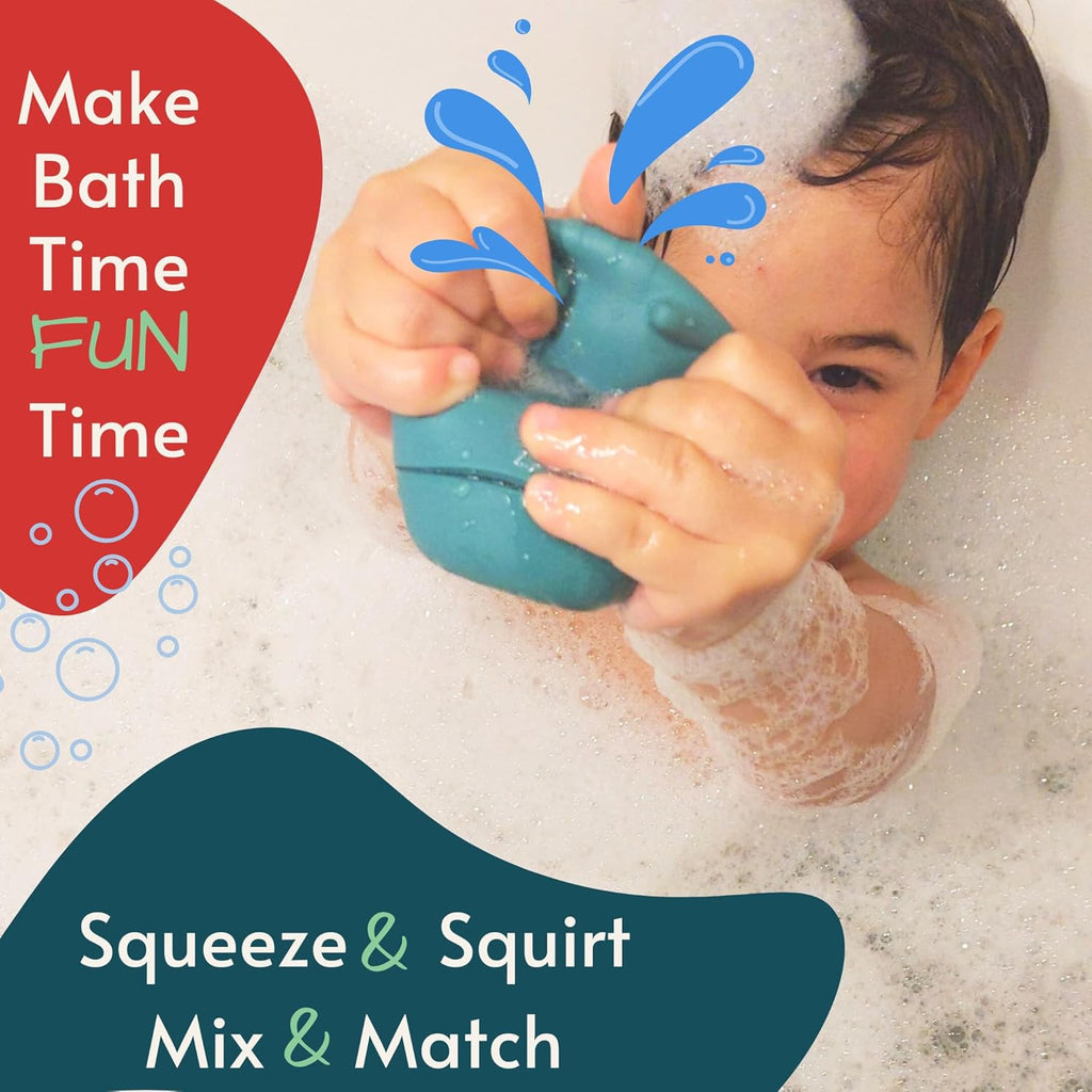 Silicone Bath Toys, Bath Toys for Infants 6-12 Months, Eco-Friendly Non Toxic Baby Bath Toys, Bathtub Toys for Toddlers 1-3, by