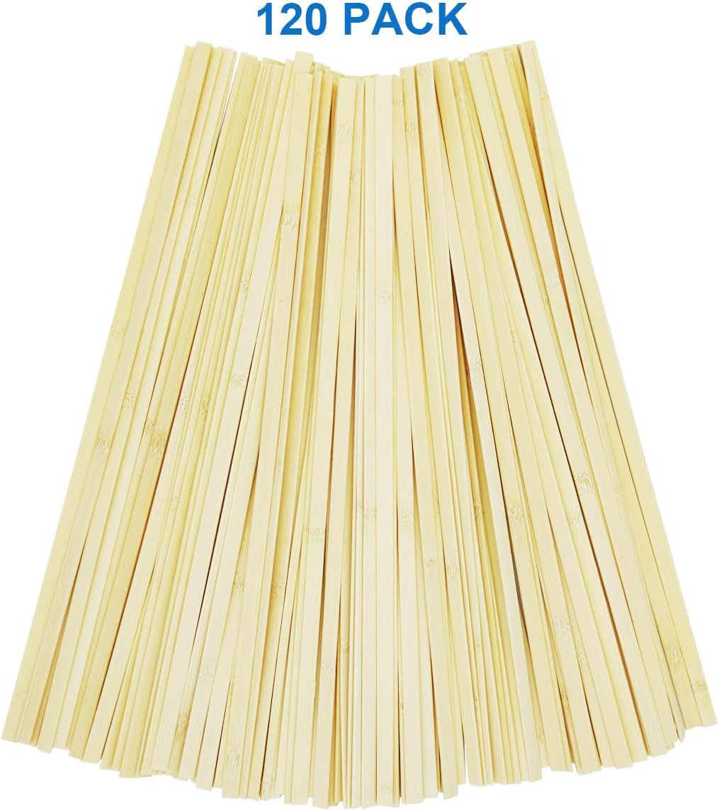 120 Pcs 40Cm Strong Natural Bamboo Strips, Wooden Craft Sticks, Extra Long Wood Strips for Craft Projects