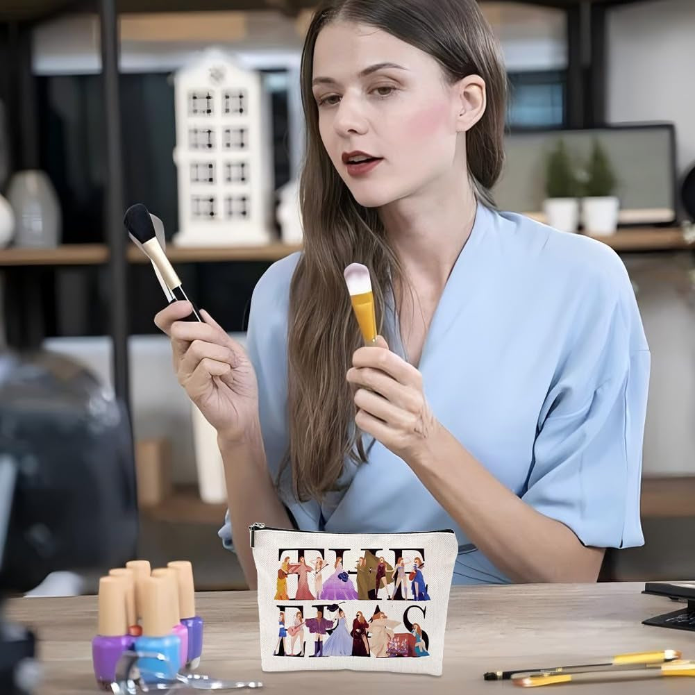 Small Makeup Bag for Handbag, Travel Toiletry Organiser, Makeup Brush Pouch Cosmetic Bags, Music Alphabet Animal Theme Bag, Compact Portable Storage for Women Girls