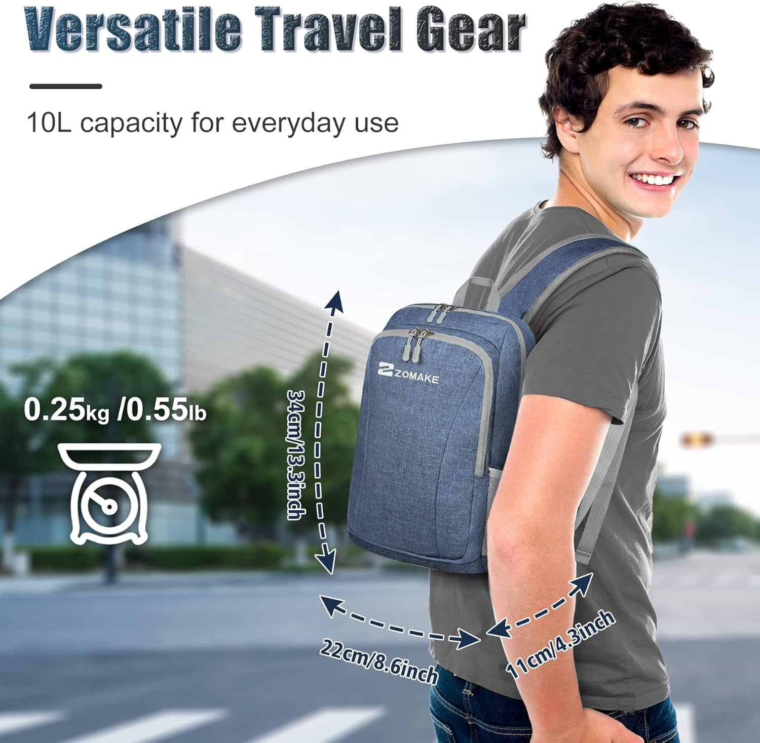 10L Ultra Lightweight Backpack:10L Hiking Backpacks - Small Light Weight Back Pack Outdoor Hiking Day Pack for Women Men (Blue)