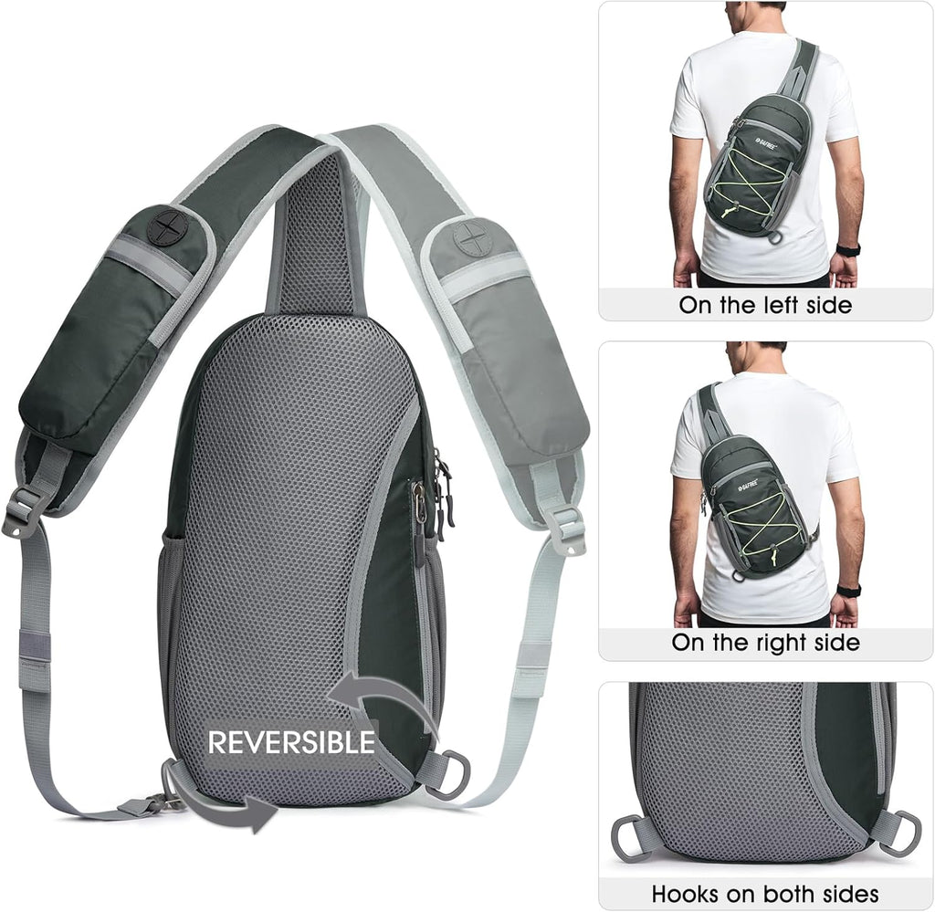 Sling Bag Backpack RFID Blocking Crossbody with Front Pocket Hiking Daypack Outdoor Chest Bag for Women Men