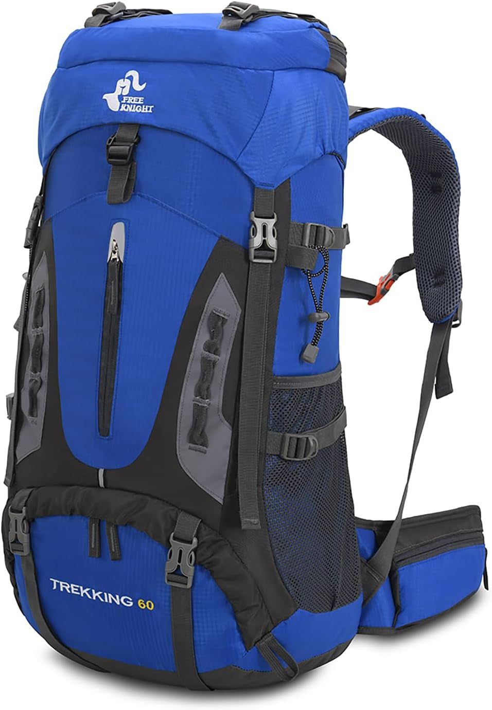 60L Hiking Camping Backpack with Rain Cover, Waterproof Large Capacity Outdoor Sport Travel Daypack Climbing Touring (Blue)