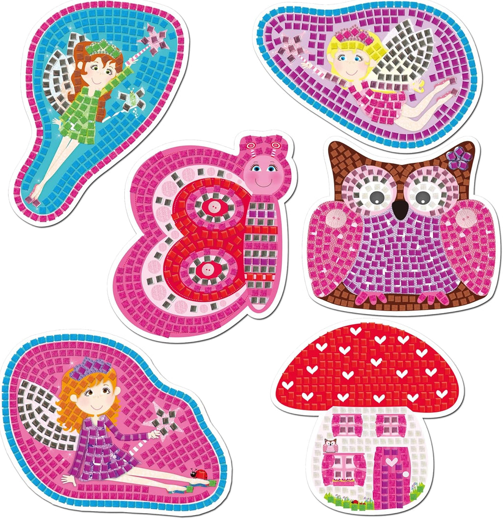Fairy Sparkle Mosaics -Childrens Glitter Mosaic Set,Arts and Crafts Kit for Kids,Colourful Design Tile by Number Pictures and 5000Plus Self-Adhesive Glitter and Foil Foam Tiles -Ages 5 Years Plus