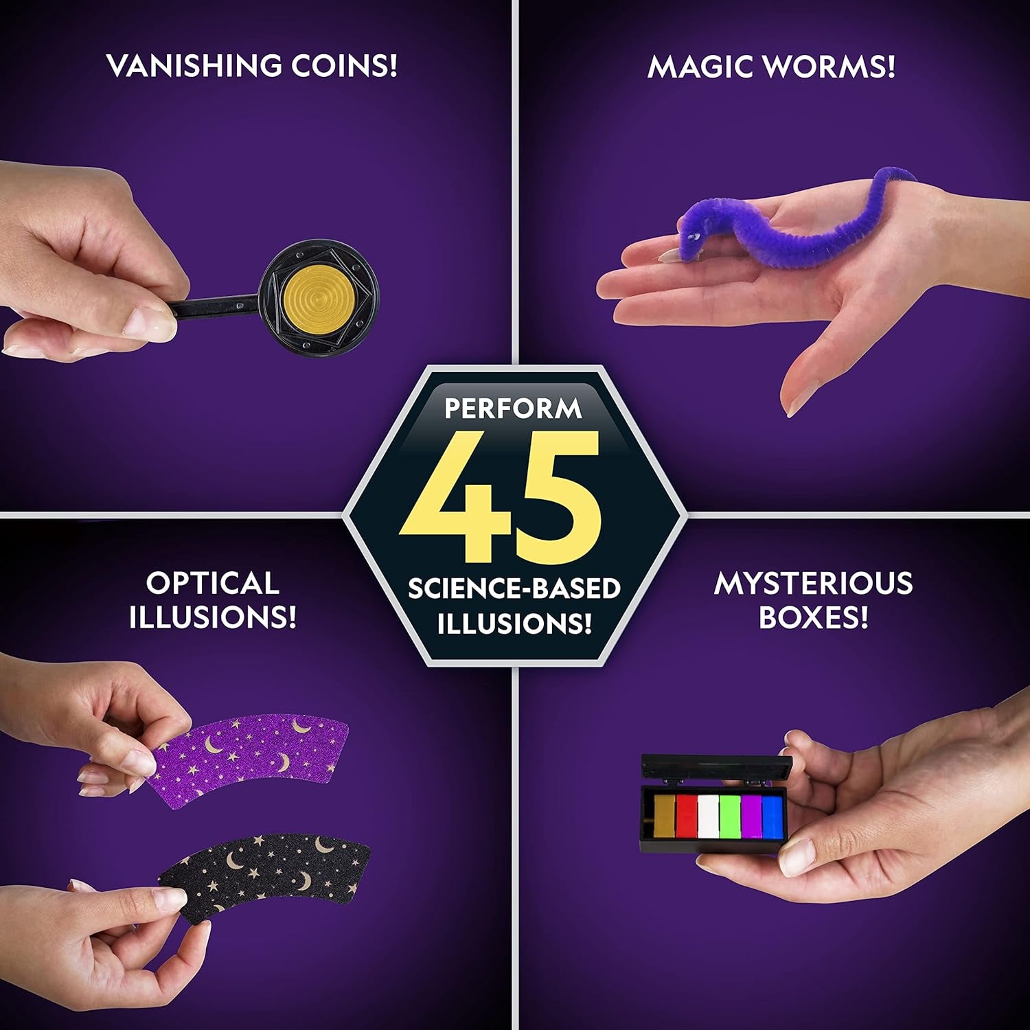NATIONAL GEOGRAPHIC Magic Kit - 45 Magic Tricks for Kids to Perform with Step-By-Step Video Instructions for Each Trick Provided by a Professional Magician, Toys for Boys and Girls