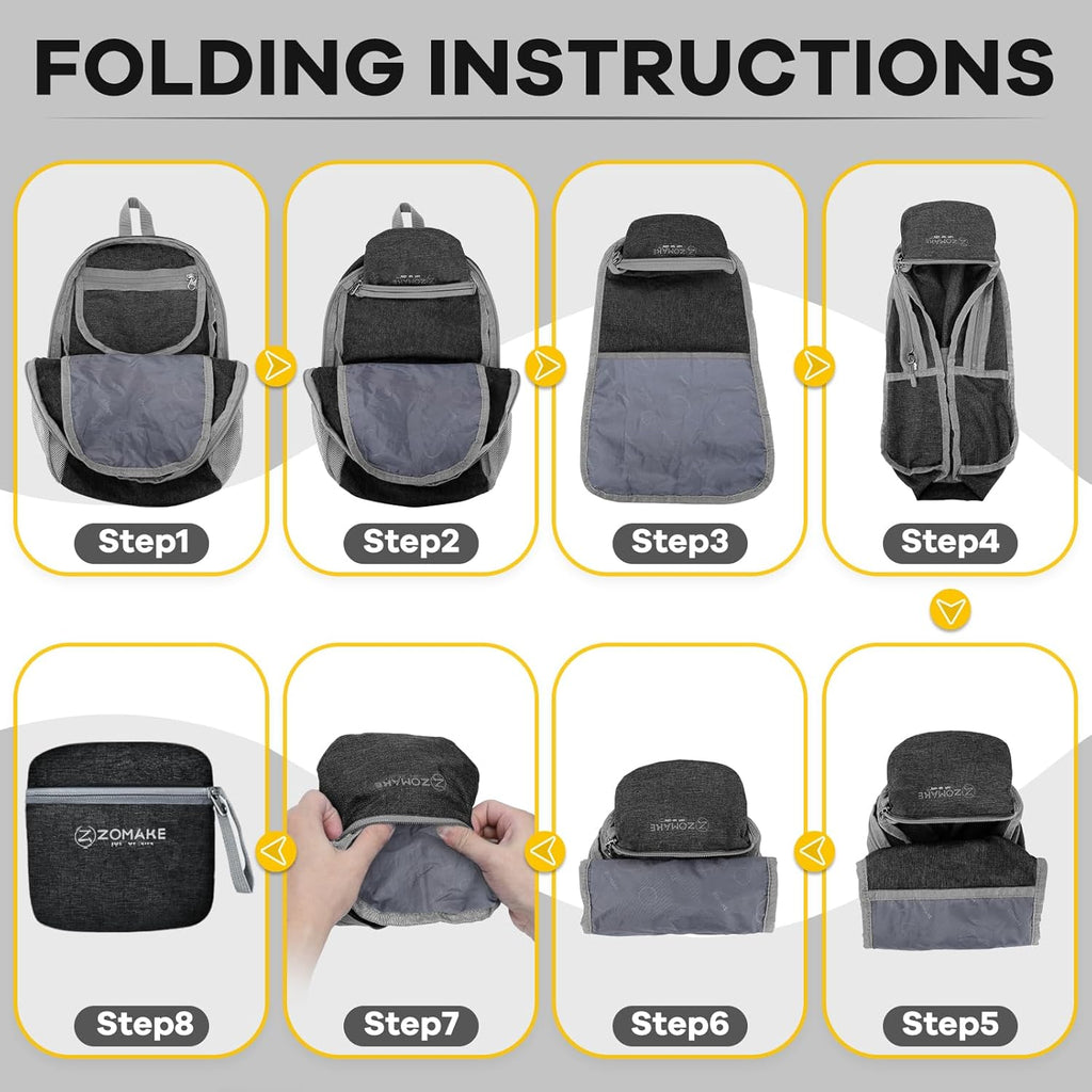 Ultra Lightweight Packable Backpack 10L, Small Daypack Light Foldable Backpacks Water Resistant Day Bag for Hiking(Black)