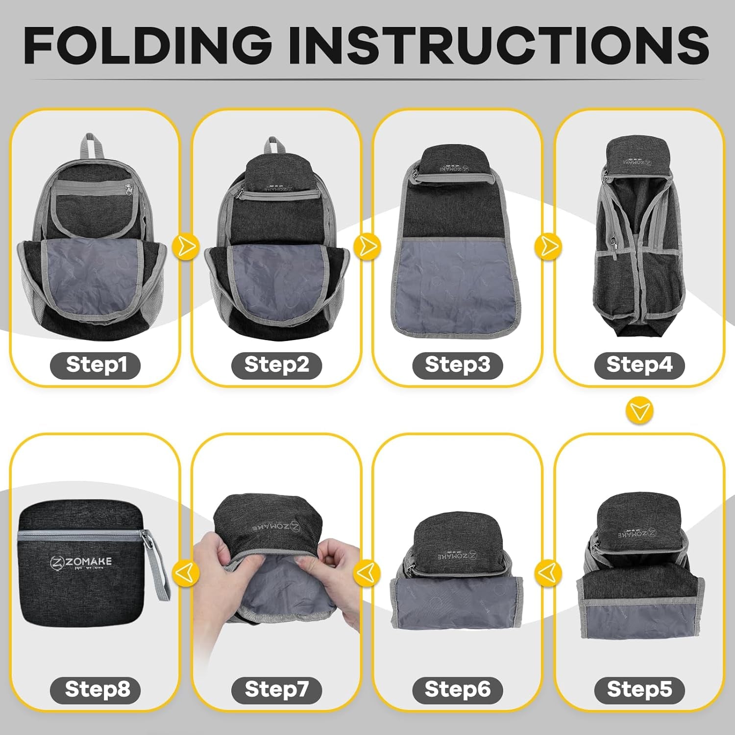 Ultra Lightweight Packable Backpack 10L, Small Daypack Light Foldable Backpacks Water Resistant Day Bag for Hiking(Black)