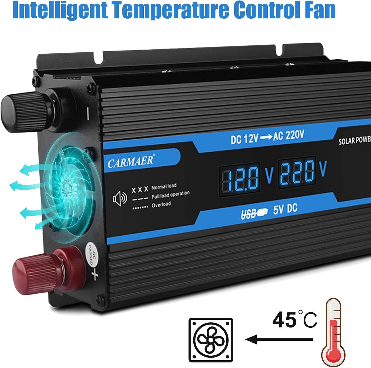 2200W Power Inverter, Power Inverter DC 12V to AC 240V, Car Inverter, with LCD Display, with USB Port, with Car Cigarette Lighter Adapter, Suitable for Cars/Outdoors/Travel/Home