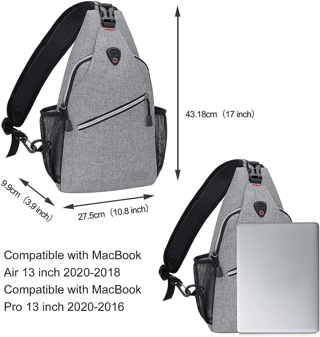 Rope Sling Backpack (Up to 13 Inch), Multipurpose Crossbody Chest One Shoulder Outdoor Travel Hiking Daypack