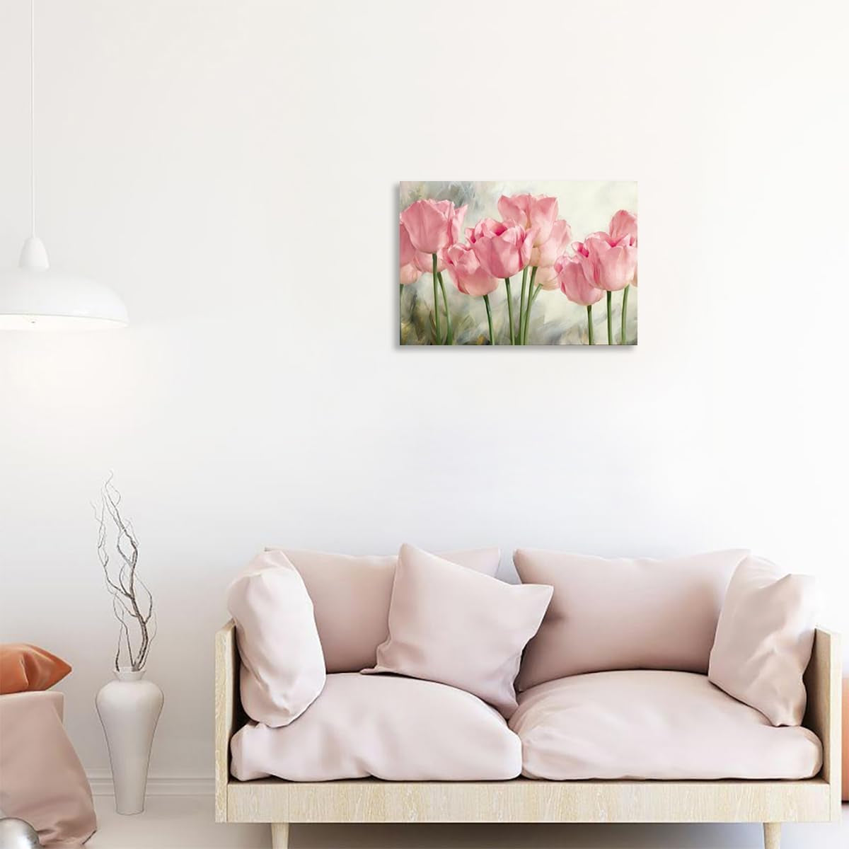 DIY Paint by Numbers Oil Painting Canvas for Kids or Adults Beginner with Brushes and Acrylic Paints Frameless(40X50Cm Tulip)