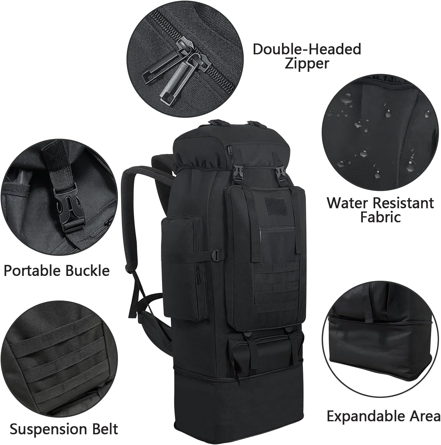 80L 100 Liters Camping Hiking Military Tactical Backpack,Water Resistant Large Travel Daypacks Outdoor MOLLE Rucksack