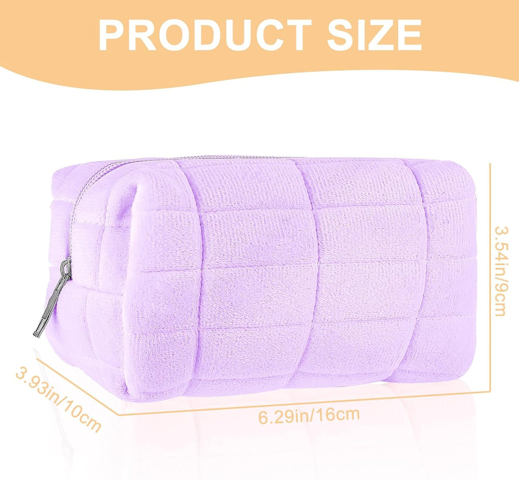 Makeup Bag Soft Pouch Pencil Case Aesthetic Cosmetic Pouch Bathroom Shower Fuzzy Plush Toiletry Organizer Make up Organize Accessories Travel Bag Y2K Purse Containers Women (Purple)