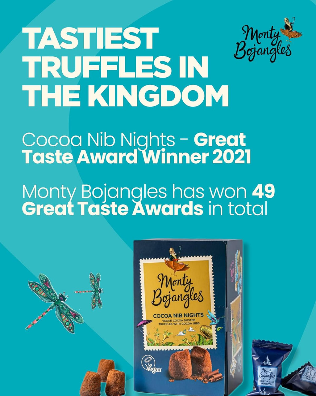 Cocoa Nib Nights Cocoa Dusted Vegan Chocolatey Truffles Gift Box (180G), Chocolate Flavoured Truffles, Award-Winning Luxury Truffles, Perfect Dairy Free Chocolate Gift Set