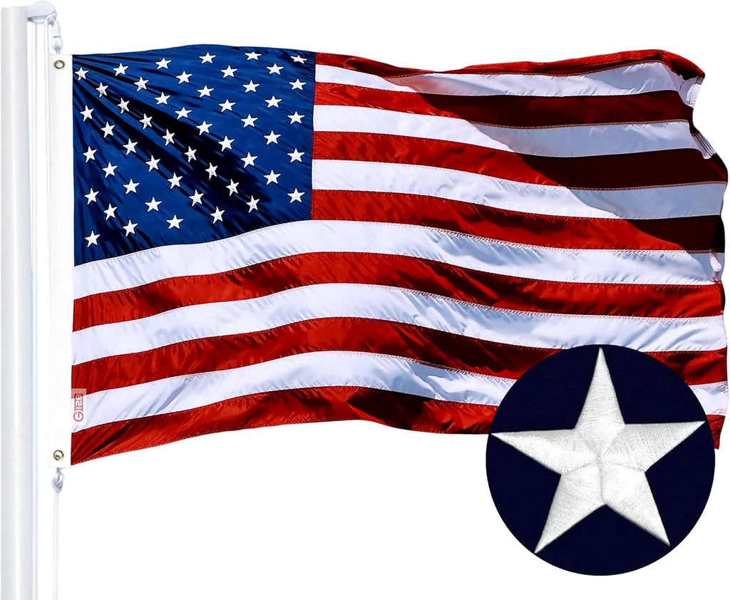 Combo Pack: USA American Flag 3X5 Ft Embroidered Stars & North Carolina State Flag 3X5 Ft Embroidered
