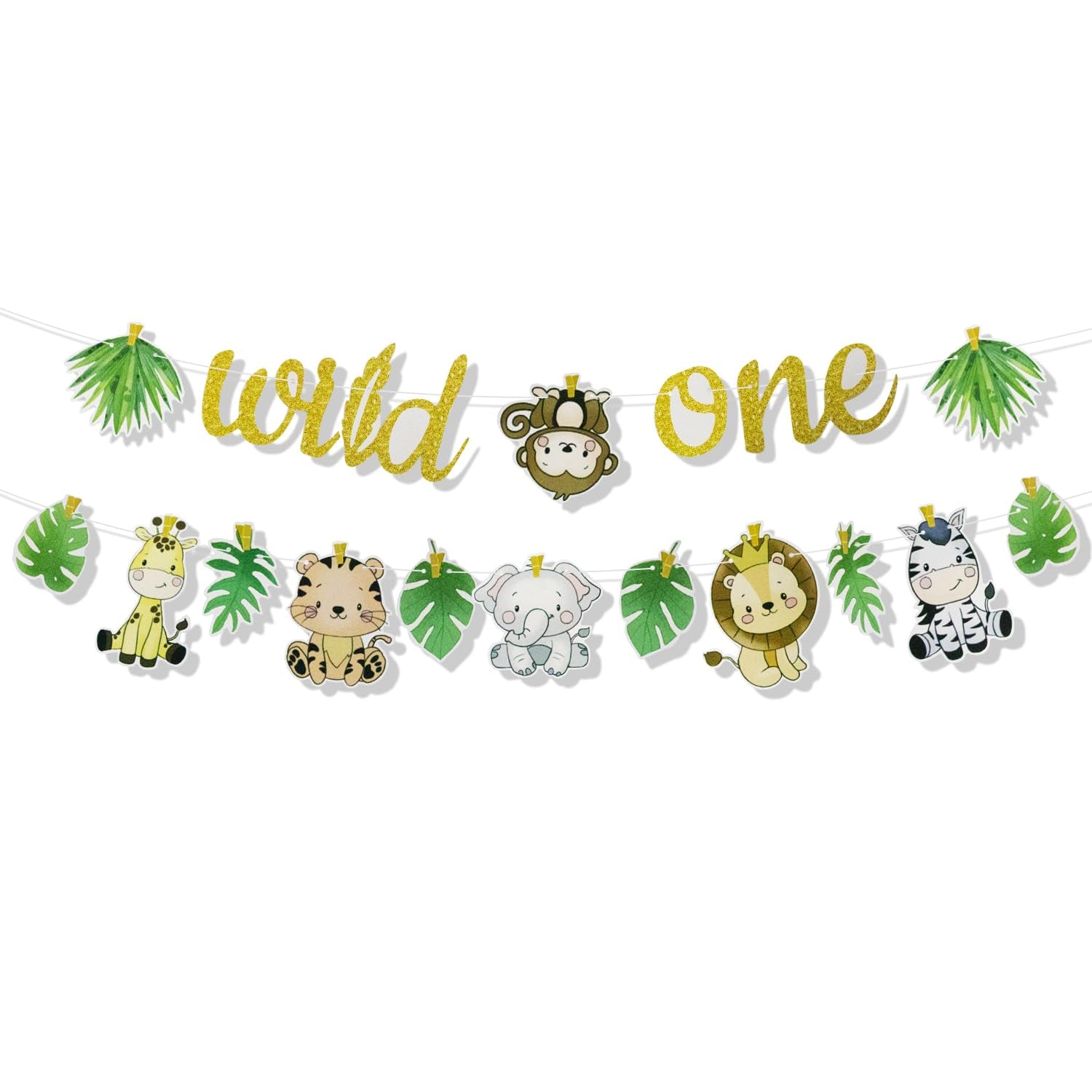 Wild One Banner, Wild One Jungle Animal Birthday Banner Baby'S First Birthday Bunting Baby Shower Banner for Birthday Party Decorations Y7DWLYLQ (A)