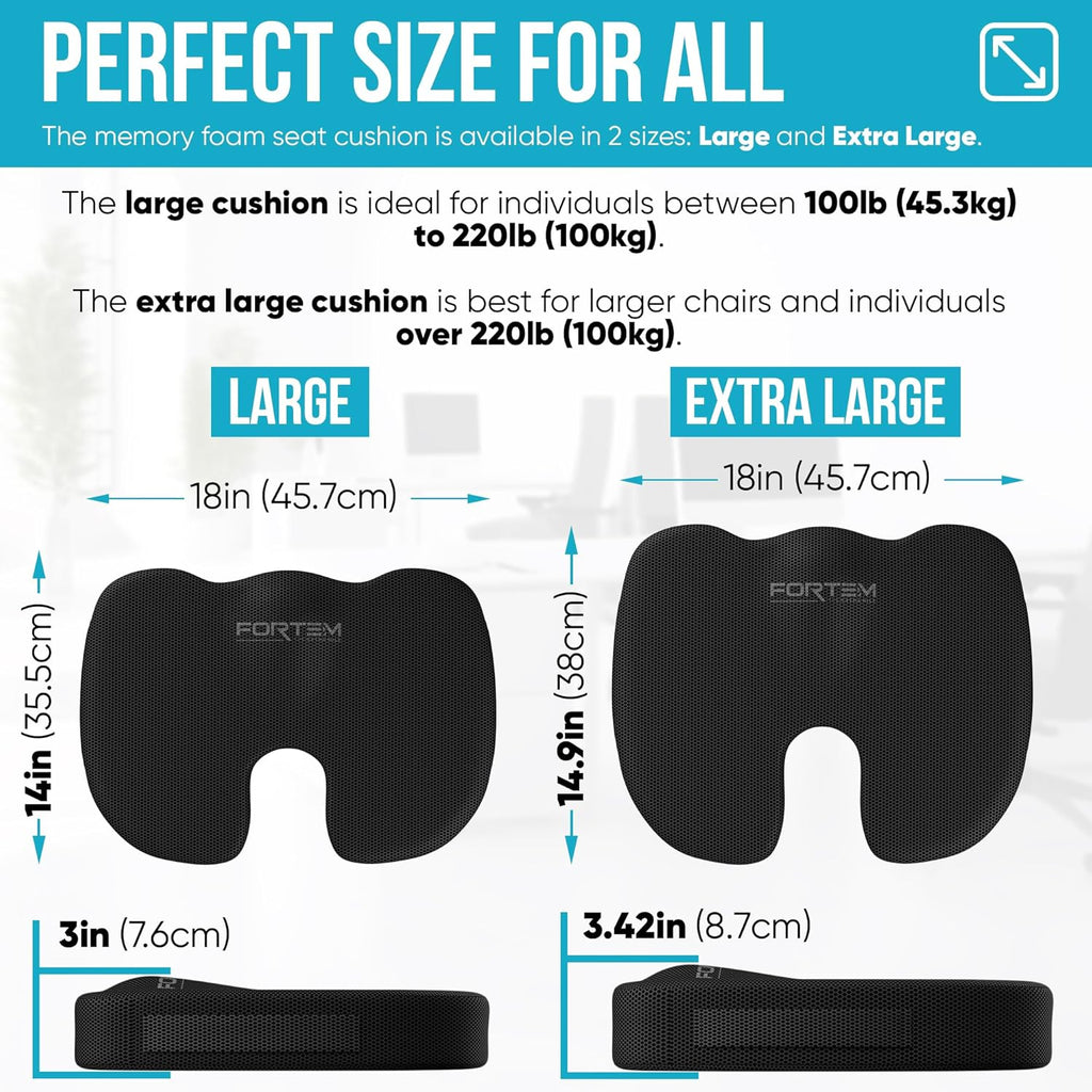 Office Chair Cushion and Back Support for Office Chair, Lumbar Support Cushion, Memory Foam Seat Cushion, Non Slip Sitting and Back Rest for Gaming, Car Seat Cushion, Chair Pad