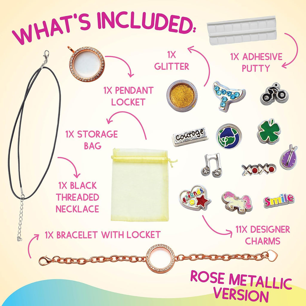 Charmwow Jewelry Making Kit for Girls 8-12 - 9 Year Old Girl Gifts Idea, Birthday Gifts for Girls & Tweens - Necklace & Bracelet Set with Lockets & Mini Charms