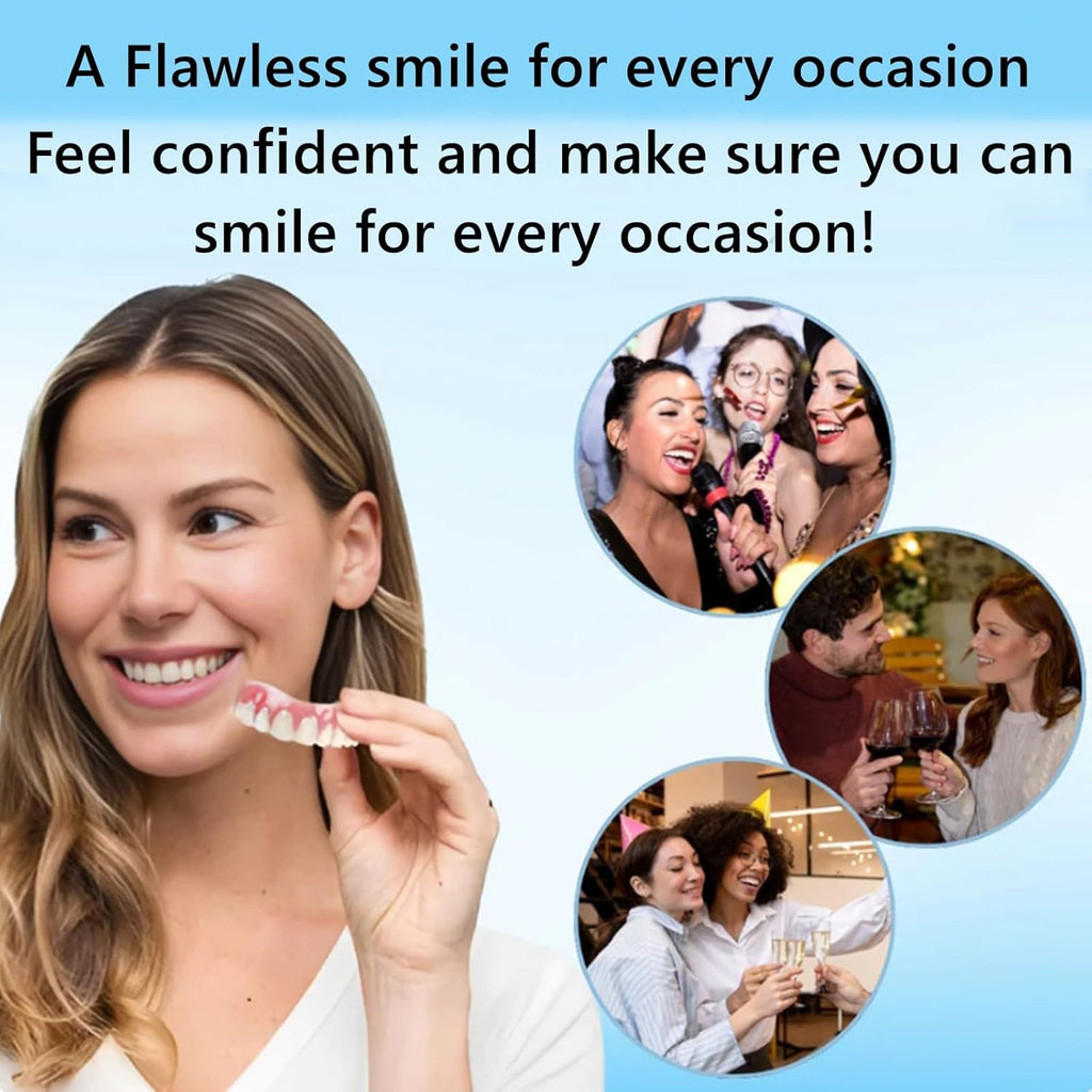 Bikenda Silicone Reline Denture Set - Secure & Comfortable Upper/Lower Dentures Repair Kit with Soft Silicone Material for Easy Adjustments