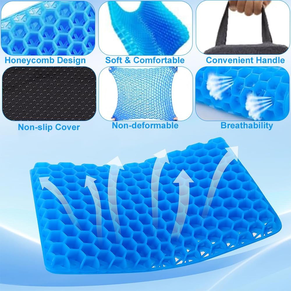 Wheelchair Cushion,Gel Seat Cushion,Foldable Honeycomb Heaven Cushion for Long Sitting,Office Desk Chair,Hip Pressure Sore Relief,Travel,Airplane,Car Driving,Elderly,Computer Gaming Chair (Square-S)