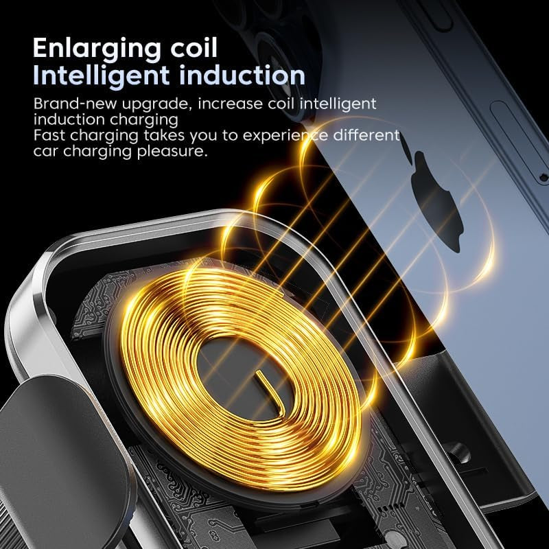 Wireless Car Charger for All Smartphones, Auto-Clamping 15W Qi Fast Charging Wireless Car Charger, Air Vent Car Phone Mount for Iphone16/15/14/13/12/11 Etc