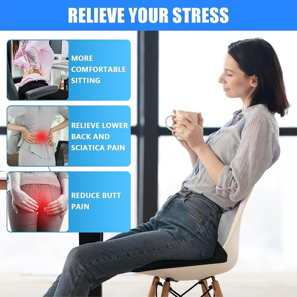 Gel Seat Cushion Portable Massage Travel Cushions, 15.75" X 10.24" Thick Foldable Seat Cushion for Car Office Chair Wheelchair Hip, Coccyx, Sciatica, Pressure Sores