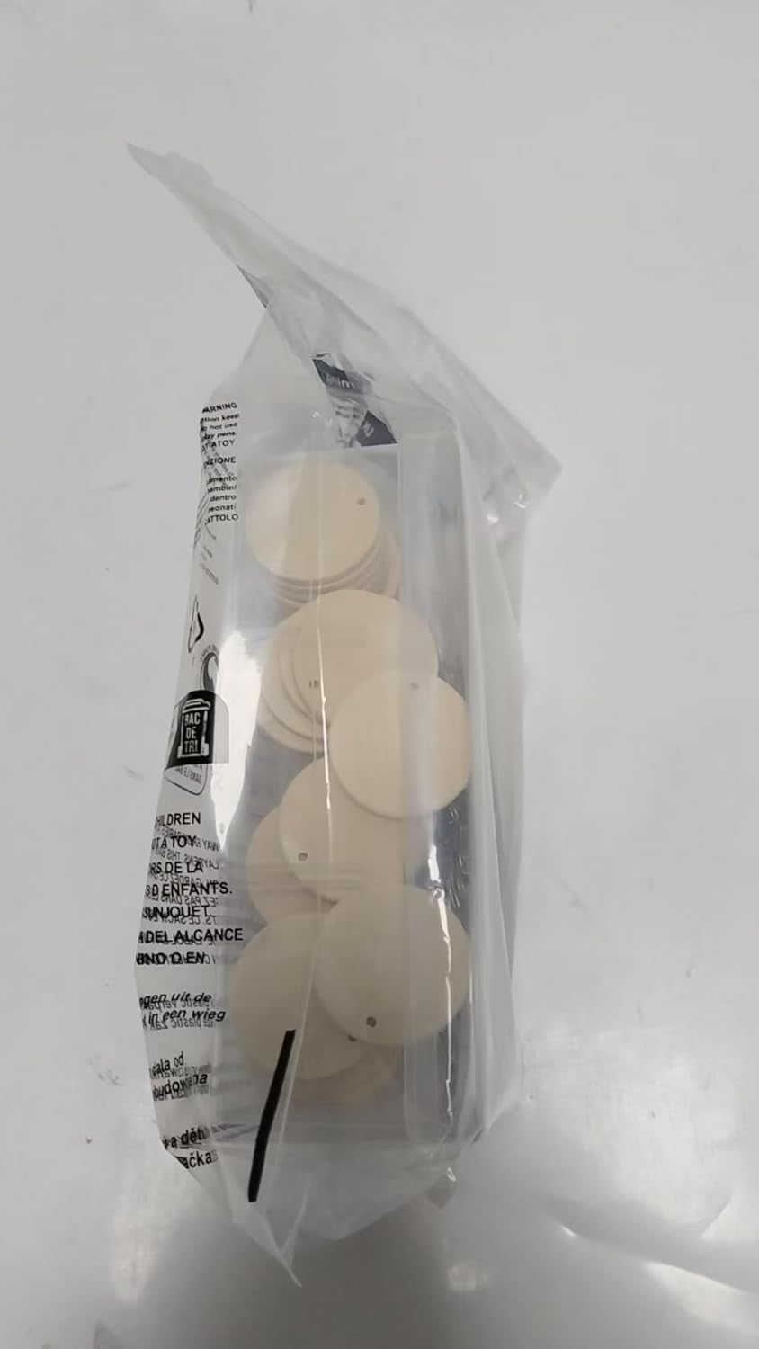 100Pcs Natural Wood Slices, 35Mm Unfinished Predrilled Log Discs Wooden Circles with 100Pcs Key Rings and a Box for DIY Crafts, Unfinished round Circles for Christmas Decorations Ornaments