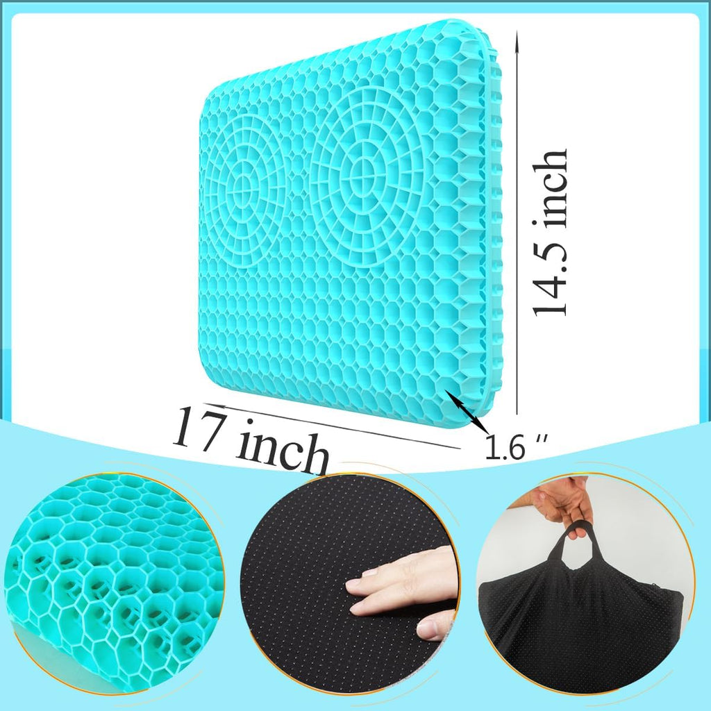Extra Thick Gel Seat Cushion for Long Sitting, 1.6-Inch Cooling Cushion for Pressure Relief, Breathable Nonslip Cover for Office Chairs