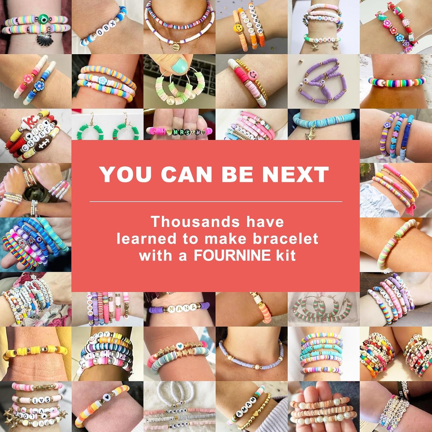 5300 Pcs Clay Beads Friendship Bracelet Making Kit, Preppy Flat Polymer Heishi Beads for Jewellery Making Kit, with Charms DIY Craft Gifts for Teen Girls