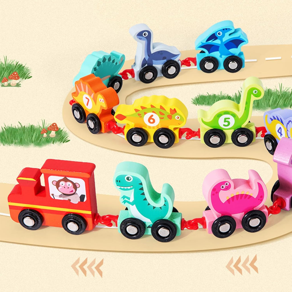Toddler Toys for 2-4 Year Old Boys & Girls - Wooden Train, Dinosaur & Montessori Educational Toys