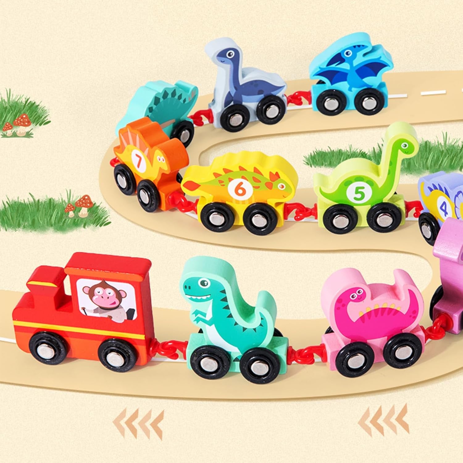 Toddler Toys for 2-4 Year Old Boys & Girls - Wooden Train, Dinosaur & Montessori Educational Toys