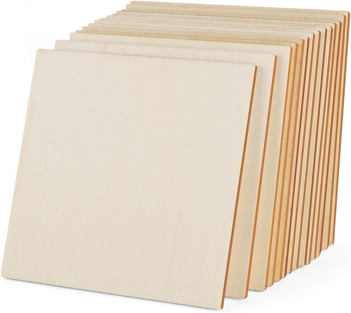 12,7 X 12,7 X 3Cm Natural Wooden Square for Woodcraft,50Pcs Unfinished Plain Wood Pieces,Blank Wood Slices for DIY Crafts Home Painting Staining Unfinished Wood Cup Coasters Laser Engraving Carving