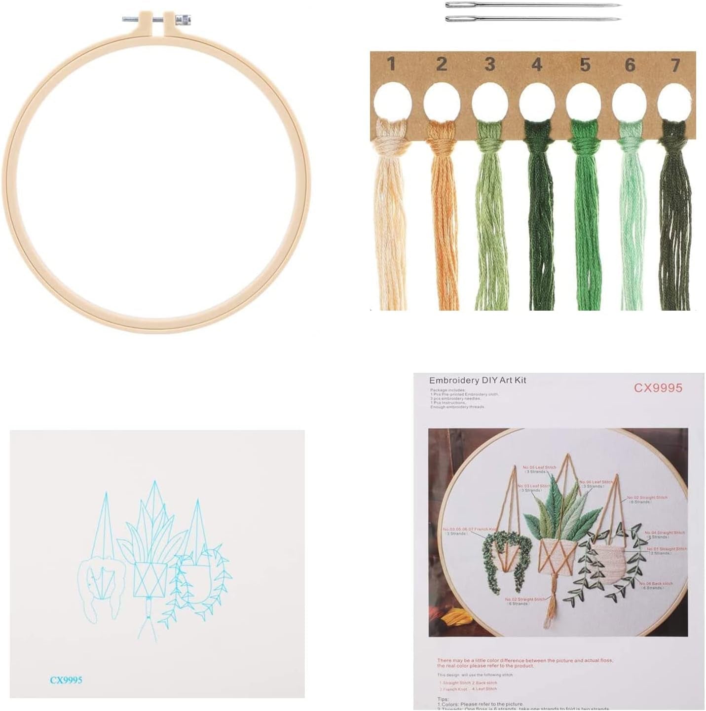 Full Range Embroidery Starter Kit, Embroidery Kit for Beginners ,Cross Stitch Kit Includes DIY Cross Stitch Stamped Embroidery Kit for Adults Beginner Starter,Cross Stitch Kits for Adults Beginners.