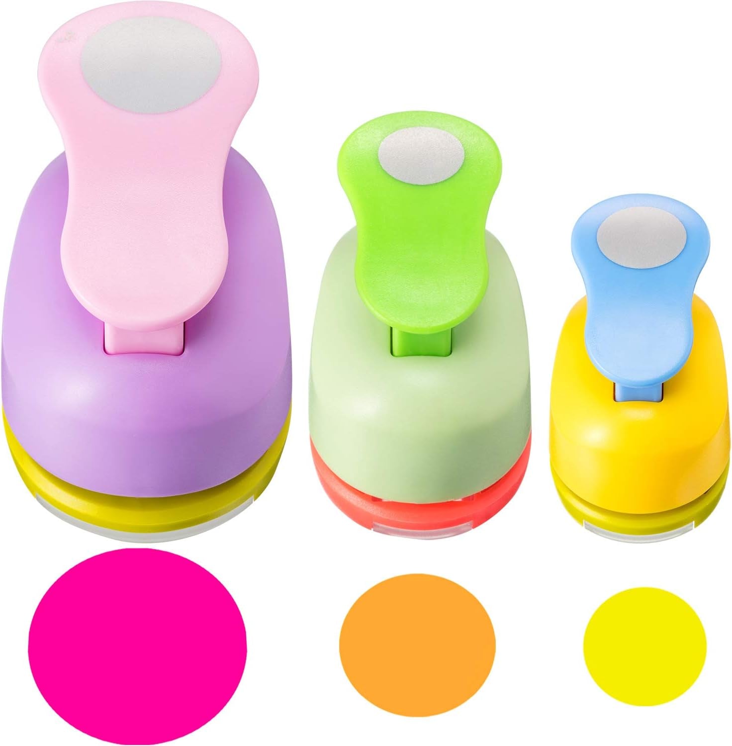 3 Pack Craft Circle Punch 2 Inch 1 Inch 5/8 Inch Paper Punchers with Craft Sticker Paper, Scrapbook Craft Paper Punch Circle Cutter for Making Crafts Scrapbooking Kid DIY Paper Craft