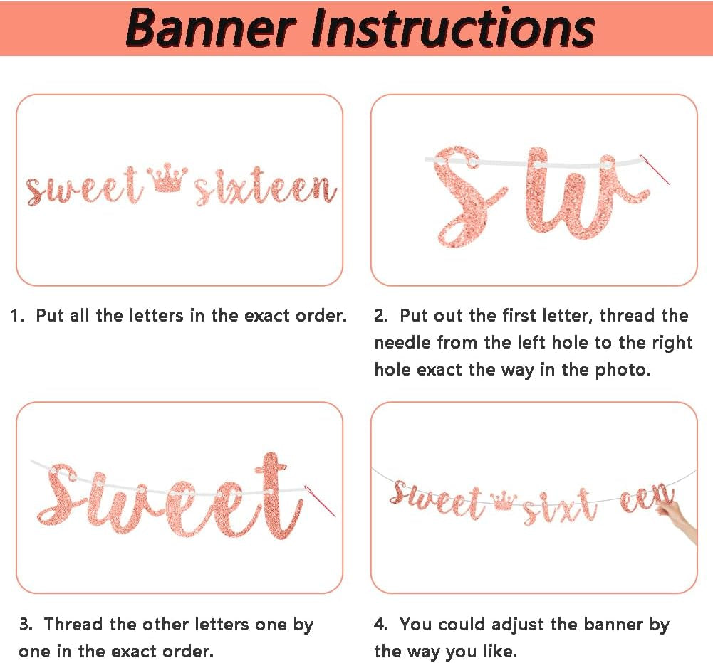 Girls 16Th Birthday Decorations Black Rose Gold Sweet Sixteen Birthday Decorations 16 Pack Girls by