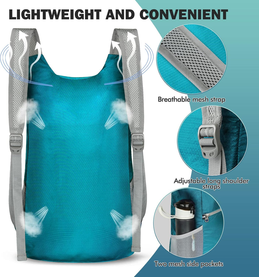 Lightweight Packable Backpack 14L - Foldable Backpack Small Daypack Hiking Backpack Water-Resistant Day Bag for Travel(Dark Green)
