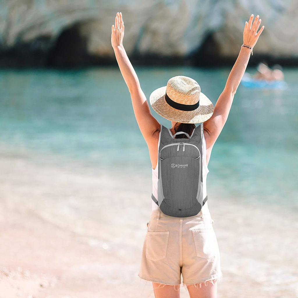 Ultra Lightweight Packable Backpack 18L, Small Foldable Hiking Backpacks Water Resistant Folding Daypack for Travel(Black)