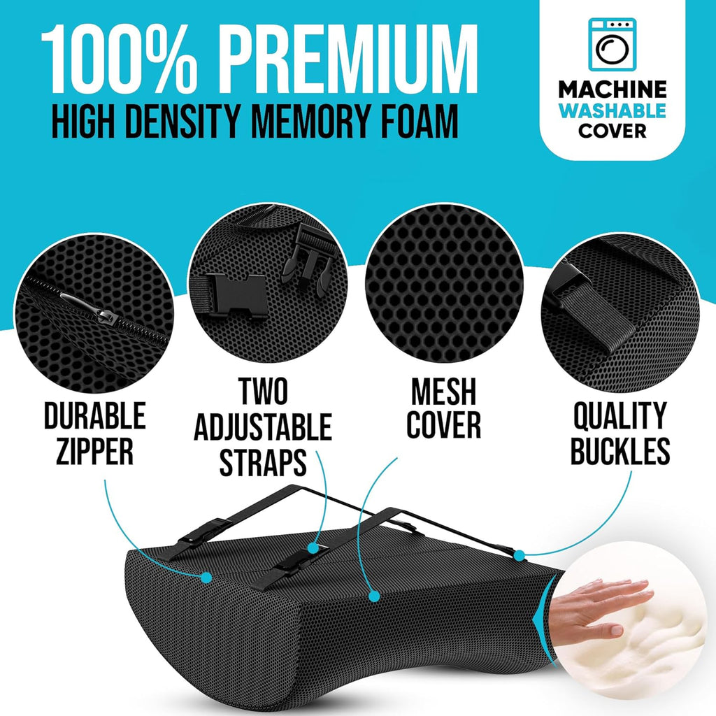 Lumbar Support Cushion, Back Support for Office Chair and Car Seat, Back Rest for Gaming Chair, Memory Foam Pillow, Desk Chair Cushion, Breathable & Washable Cover, Adjustable Straps