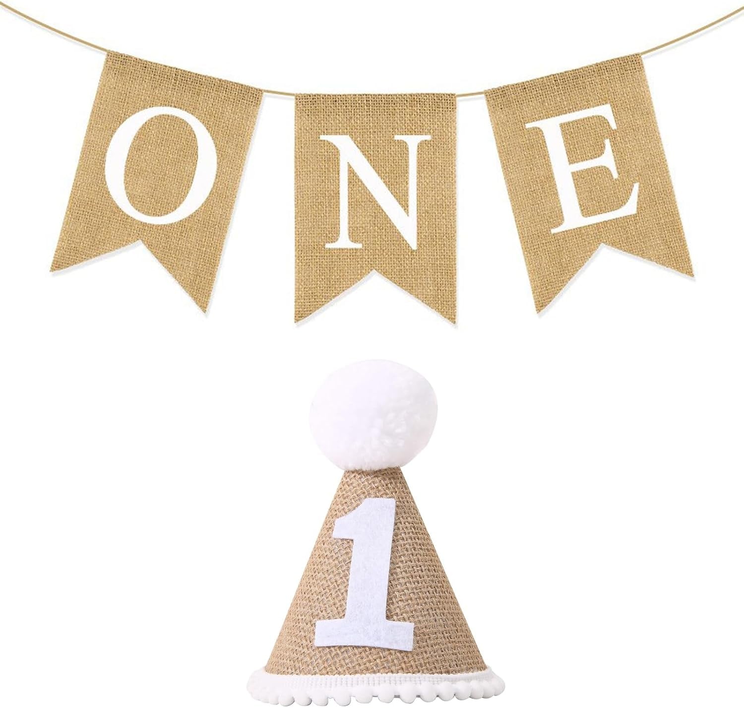 2 Pack Baby Boy & Girl 1St Bday Banners, Hats & Decorations: Birthday Bunting, Photo Props