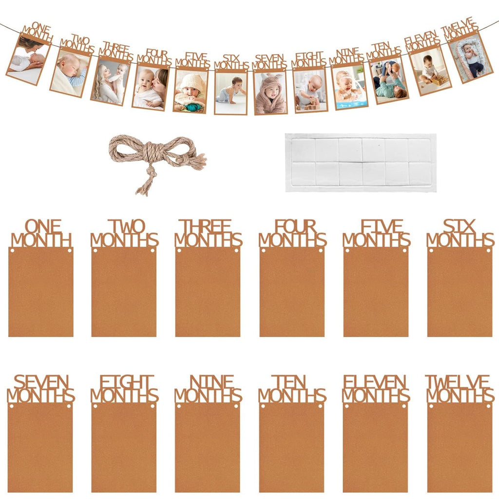1St Birthday Decorations for Girl & Boy, 12Pcs Banner with Photo