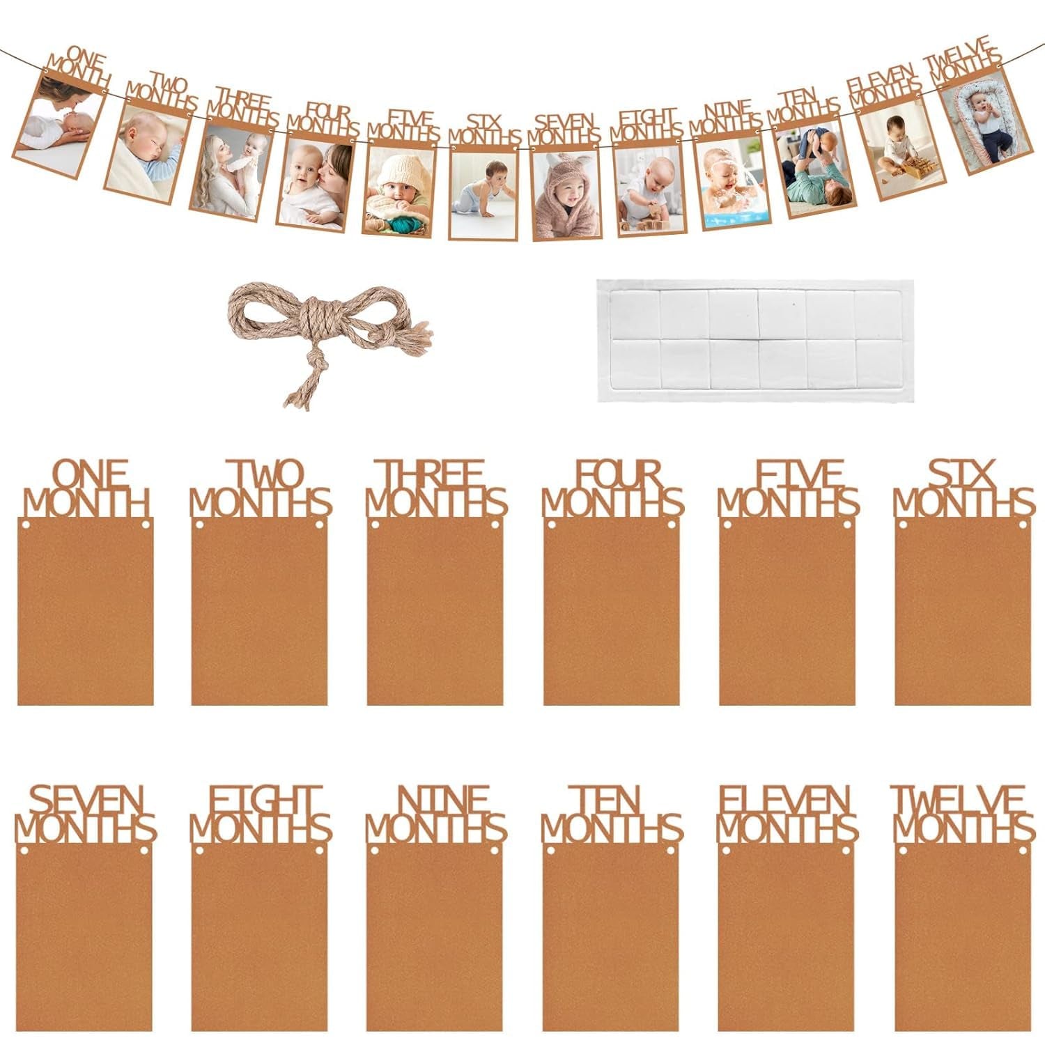 1St Birthday Decorations for Girl & Boy, 12Pcs Banner with Photo