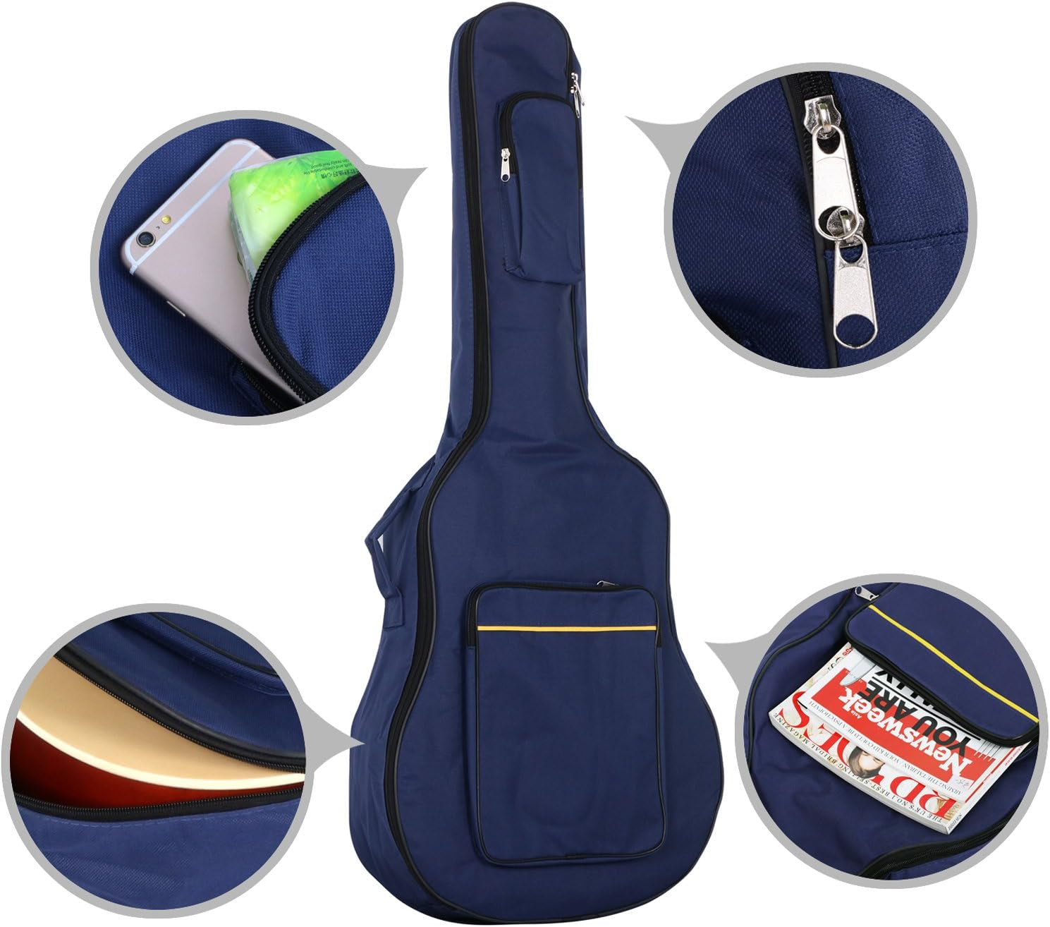 Guitar Bag with Shoulder Straps - Waterproof Padded Case - Bass, Acoustic & Classical Guitar Gig Bag - Perfect for Travelling