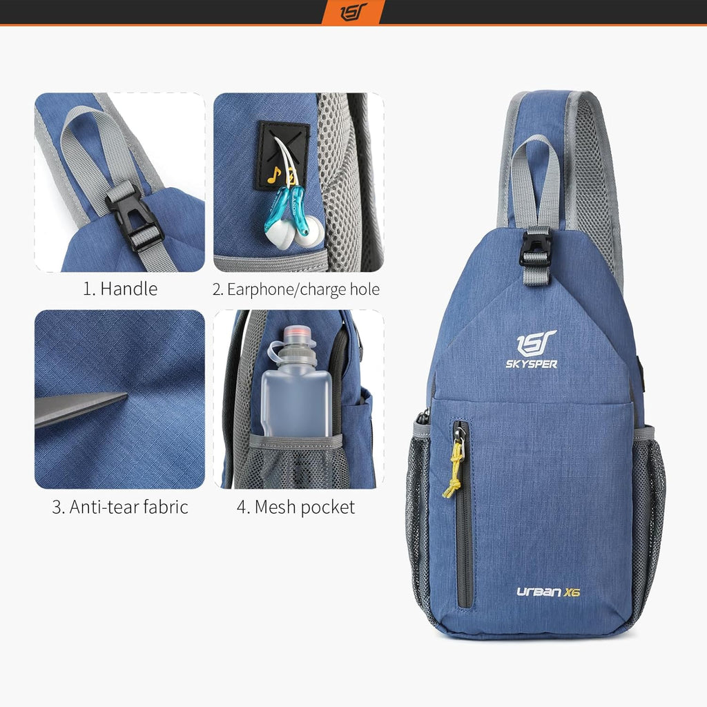 Sling Bag Crossbody Backpack - Chest Shoulder Cross Body Bag Travel Hiking Casual Daypack for Women Men(Royalblue)