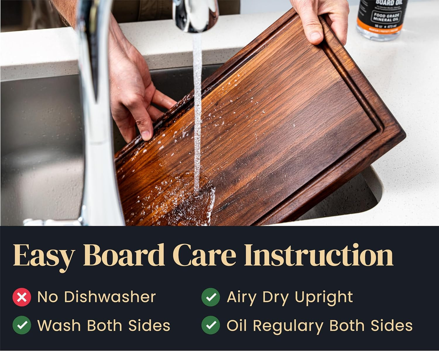 Walnut Wood Cutting Board for Kitchen, Reversible Wooden Chopping Board with Juice Grooves, Made in Canada (Walnut, 17X11X0.75)