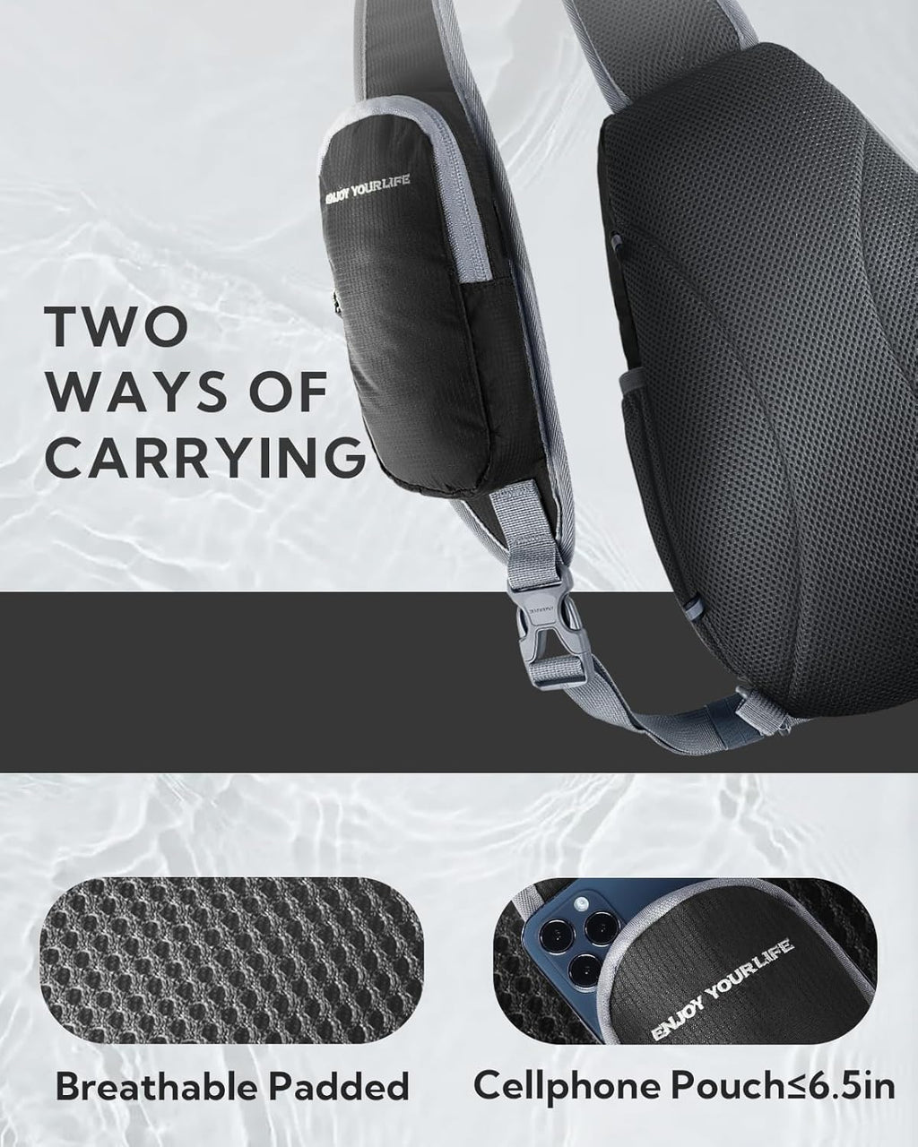 Crossbody Sling Bag Small Water Resistant Backpack Lightweight Shoulder Chest Daypack for Men Women Hiking Travel