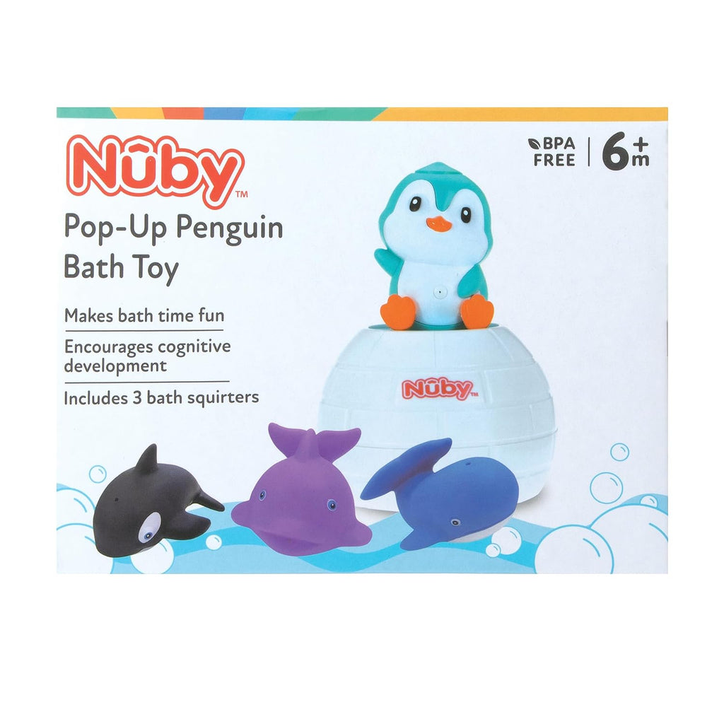 Pop-Up Penguin Bath Toy with 3 Bath Squirters - Baby Bath Toy for Boys and Girls 18+ Months