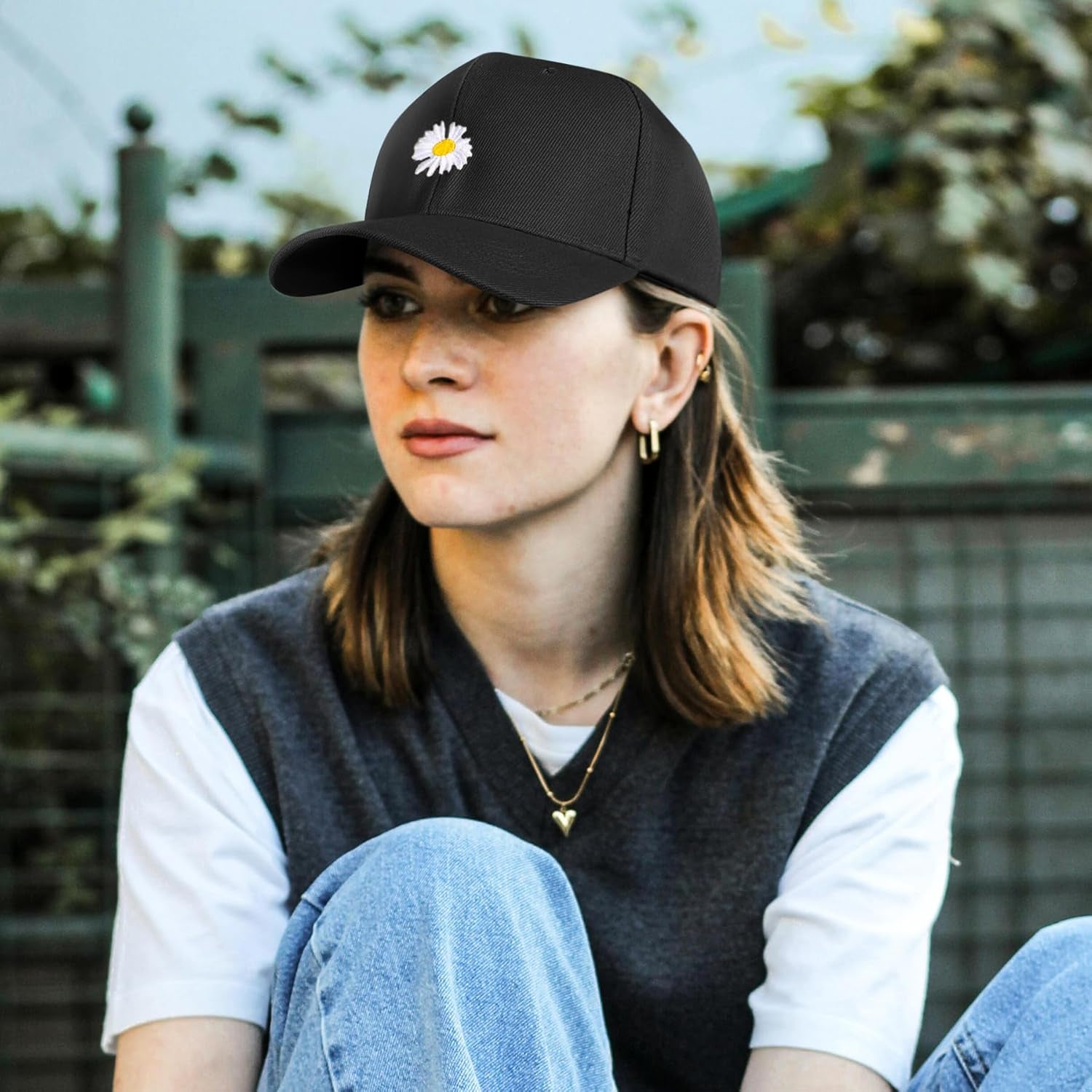 Ladies Baseball Caps - Baseball Cap for Women, Daisy Adjustable Ladies Baseball Caps for Womens Casual Summer Outdoor Sports Dad Peaked Sun Cap UK