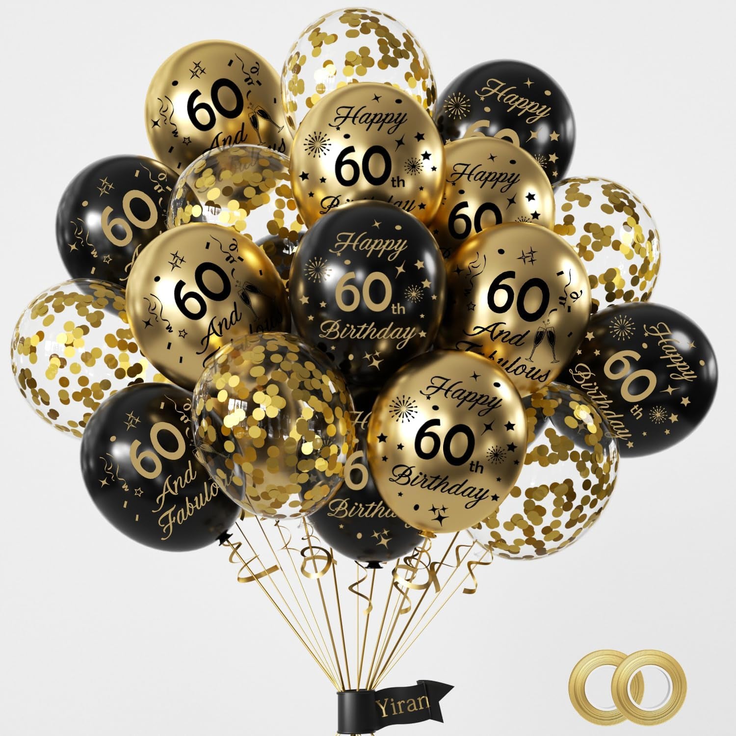60Th Birthday Balloons 15 Pcs Black Gold Happy 60Th Birthday Latex Confetti Balloons Black Gold 60Th Birthday Party Decorations Balloons for Men Women 60Th Birthday Décor Anniversary Supplies (Age 60)