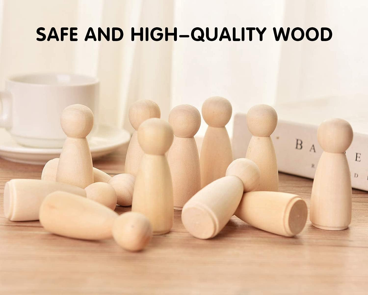 Wooden Peg Dolls with a Storage Case, 50Pcs Unfinished Wooden People for DIY and Painting, Nature and Plain Wooden Figures for Craft Art Projects and Decoration, Graffiti Toy for Kids.