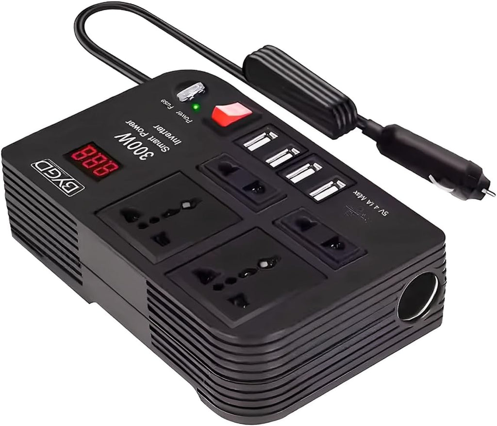 300W Car Power Inverter,Dc 12V to AC 220V Car Power Inverter with 4 AC Outlets 4 USB Ports